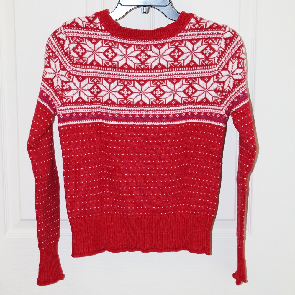 AEROPOSTALE FAIR ISLE RED/WHITE SWEATER BNWOT - Picture 4 of 5